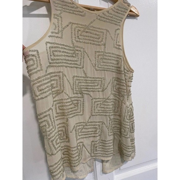 River Island - Sexy beige sequin open back sleeveless formal top women's size 6 - Picture 8 of 8